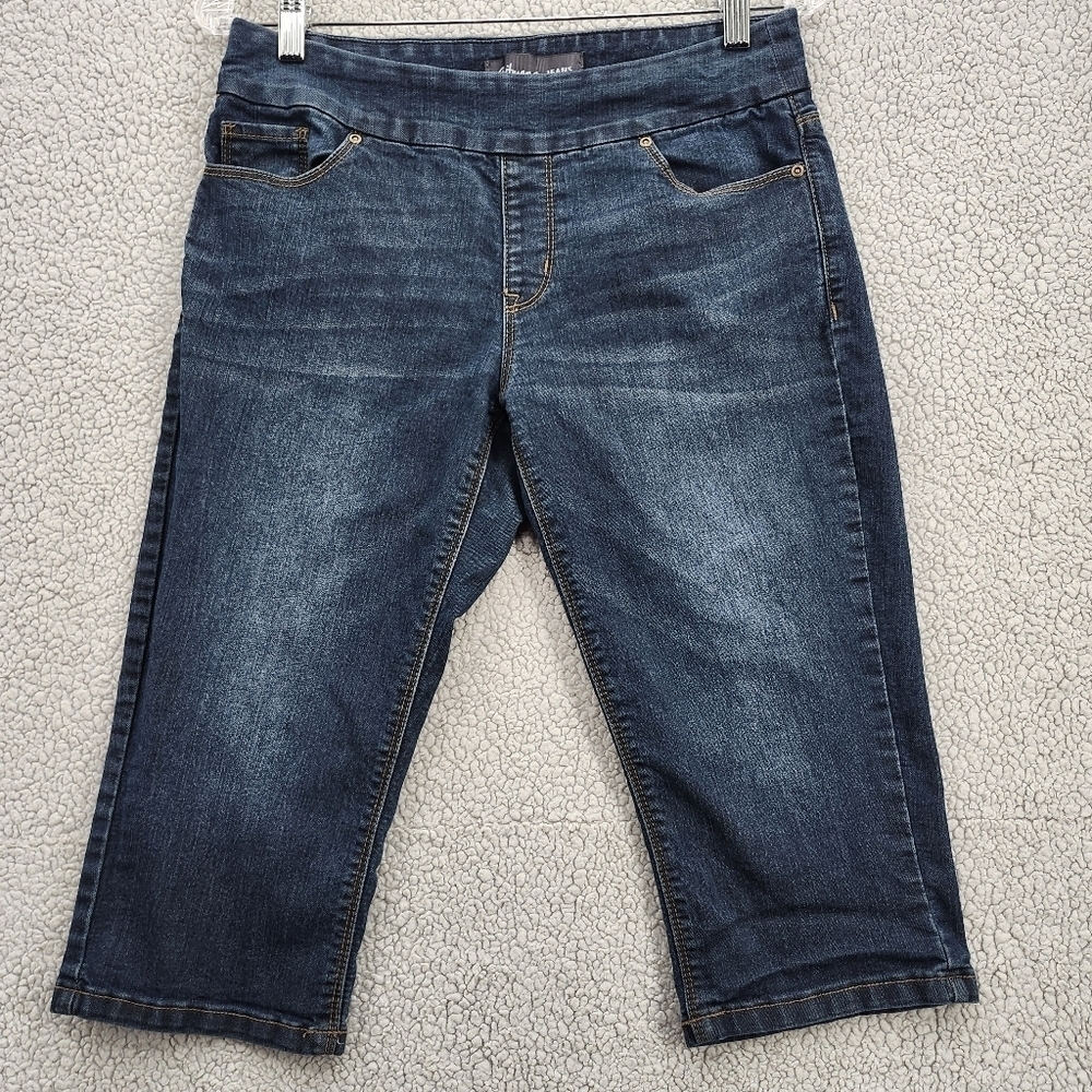 Retmans Jeans Capris Cropped Womens Size 6 Petites Blue Denim Pull On Pockets